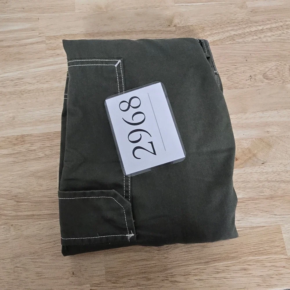 True Religion Mens Olive‎ Green Contrast Stitch Cargo Pants Straight Leg Size 34